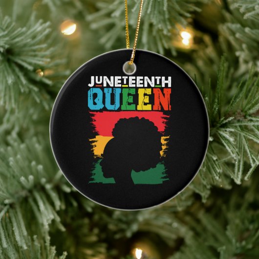 Juneteenth Queen Zwart Afro Melanine Meisje Keramisch Ornament (Boom)