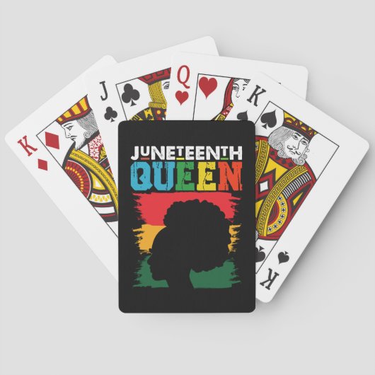 Juneteenth Queen Zwart Afro Melanine Meisje Pokerkaarten (Achterkant)