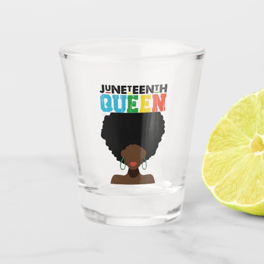Juneteenth Queen Zwart Afro Melanine Meisje Shot Glas (Voorkant)