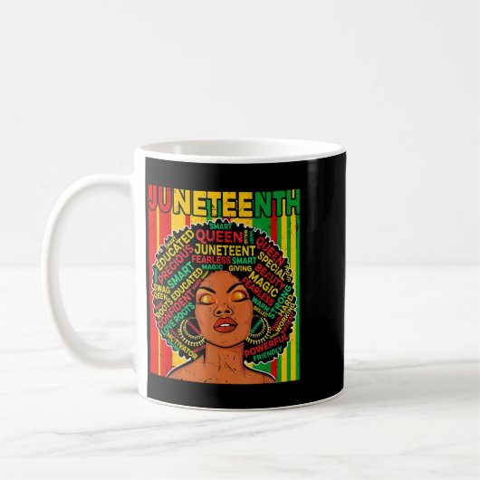 Juneteenth retro melanine koningin Afrikaans-Ameri Koffiemok (Links)