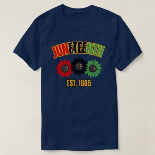 Juneteenth Rode Zwarte Groene Zonnebloemen T-shirt (Design voorkant)
