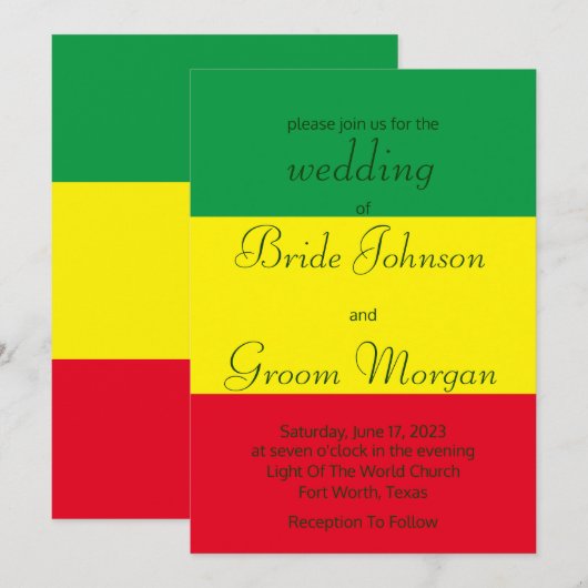 Juneteenth - Rood, Geel, & Groen - Zomer bruiloft Kaart (Voorkant / Achterkant)