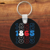 Juneteenth Rood Wit Blauw Vlag Kleuren 1865 Sleutelhanger (Voorkant)