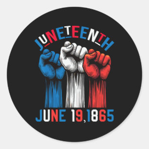 Juneteenth Rood Wit Blauw Vlag Kleuren 19 juni 186 Ronde Sticker