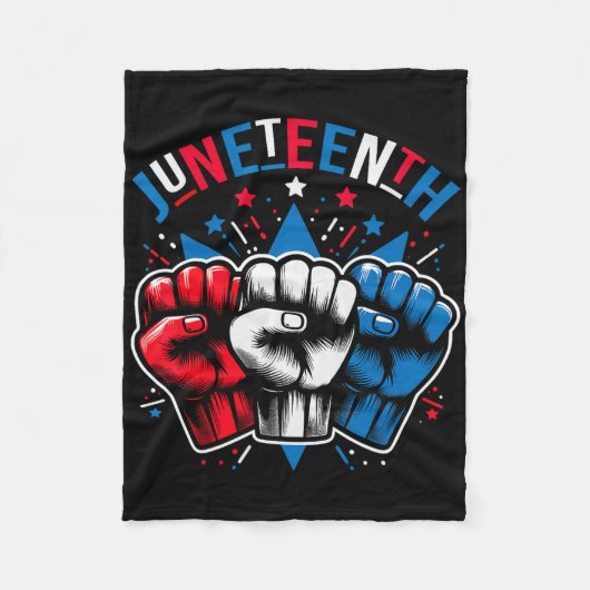 Juneteenth Rood Wit Blauw Vlag Kleuren Fleece Deken (Voorkant)