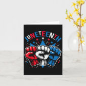Juneteenth Rood Wit Blauw Vlag Kleuren Kaart (Gele Bloem)