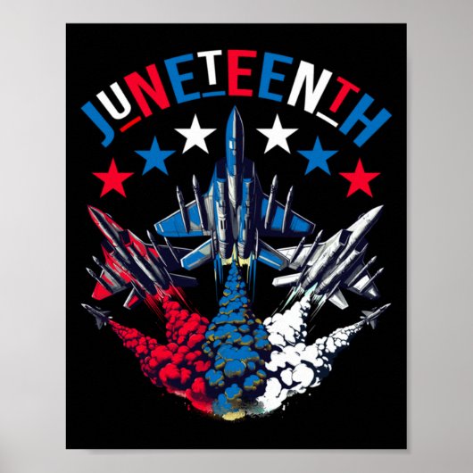 juneteenth rood wit blauwe vlag gevechtsvliegtuig poster (Voorkant)