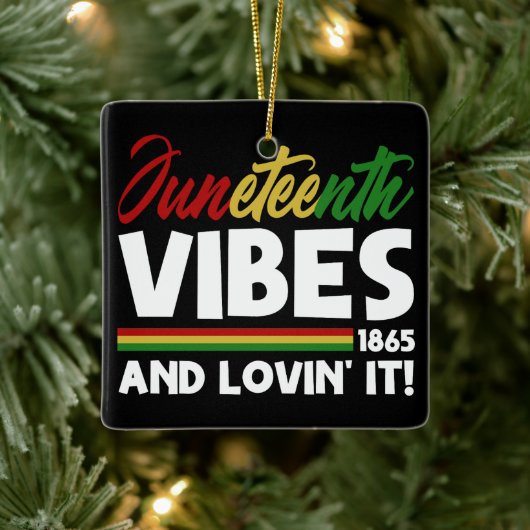 Juneteenth Sfeer - Vrijheidsdag 1865 Zwarte Geschi Keramisch Ornament (Boom)