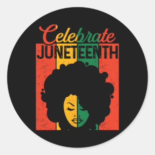 Juneteenth Shirt Afro Zwart Vrouwen 1865 Onafhanke Ronde Sticker