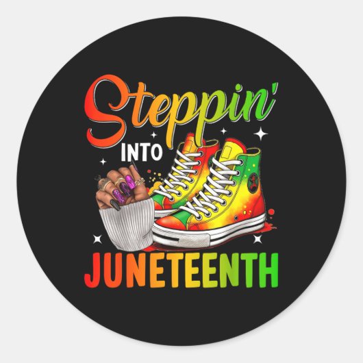 Juneteenth Shirten Vrouwen Stap In Juneteenth B Ronde Sticker (Voorkant)