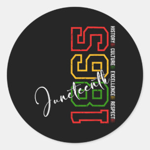 Juneteenth-shirts vrouwen mannen Afro-Amerikaans J Ronde Sticker