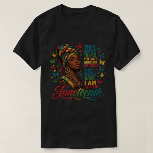 Juneteenth Storm Koningin Vlinder Kunst T-shirt (Design voorkant)