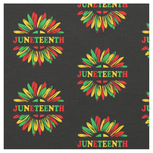 Juneteenth Sunflower Red Green Yellow Material Stof (Close Up)