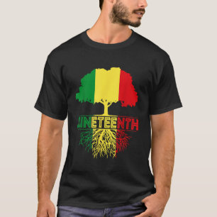 Juneteenth Tree African Root Afro Trots Zwart Juni T-shirt