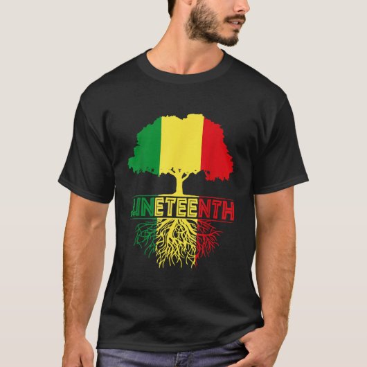 Juneteenth Tree African Root Afro Trots Zwart Juni T-shirt (Voorkant)