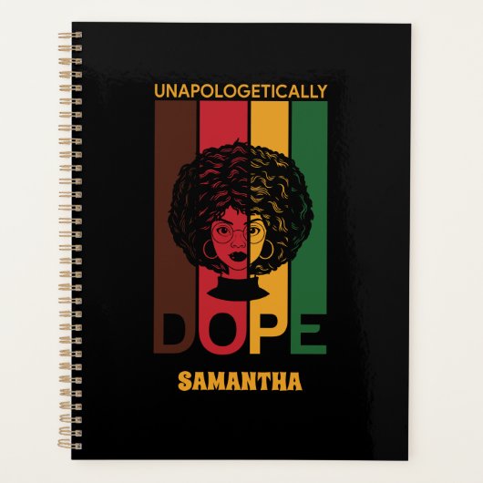 Juneteenth | Unapologetically Dope | Afro Woman Planner (Voorkant)