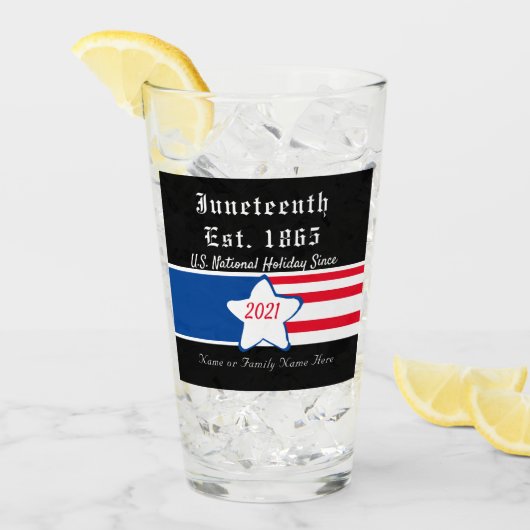 Juneteenth US Black History Red White Blue Glas (Voorkant ijs)