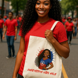 Juneteenth vibes alleen rood, wit en blauw tote bag