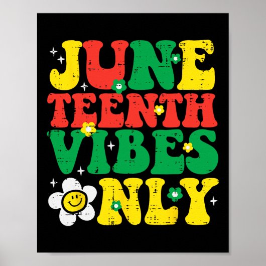 Juneteenth Vibes Only Retro Groovy Meisjes Kinder Poster (Voorkant)
