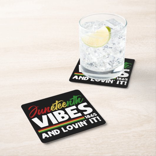 Juneteenth Vibes - Vrijheidsdag 1865 Zwarte geschi Kartonnen Onderzetters (Insitu)