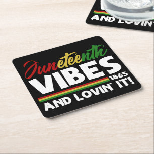 Juneteenth Vibes - Vrijheidsdag 1865 Zwarte geschi Kartonnen Onderzetters