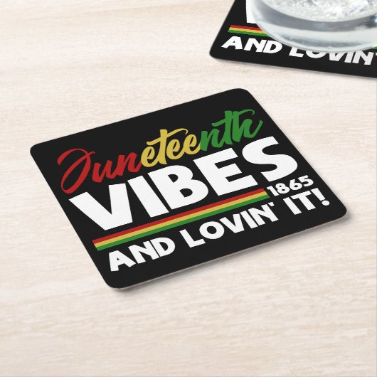 Juneteenth Vibes - Vrijheidsdag 1865 Zwarte geschi Kartonnen Onderzetters (Schuin)