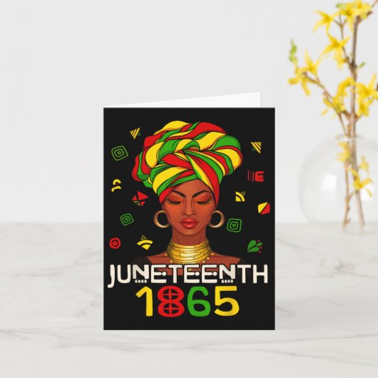 Juneteenth Vier Afro-Amerikaanse Vrijheidsdag Kaart (Gele Bloem)