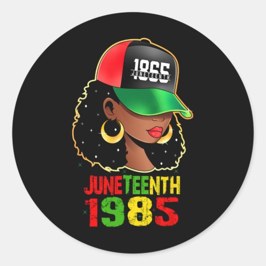 Juneteenth Vier Afro-Amerikaanse Vrijheidsdag Ronde Sticker (Voorkant)
