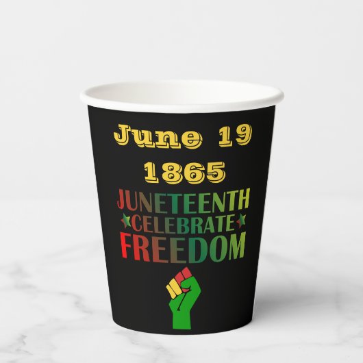 Juneteenth Vier Vrijheid Solidariteit 1865 Papieren Bekers (Achterkant)