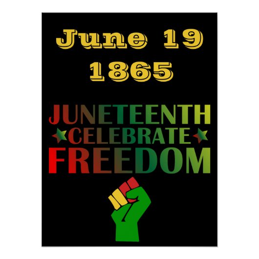 Juneteenth Vier Vrijheid Solidariteit 1865 Perfect Poster (Voorkant)