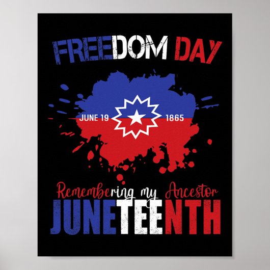 Juneteenth Vieren Vrijheid Rood Wit Blauw Gratis B Poster (Voorkant)