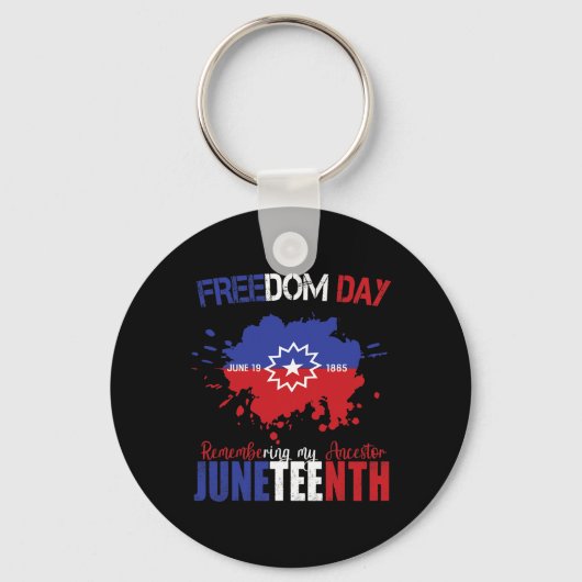 Juneteenth Vieren Vrijheid Rood Wit Blauw Gratis B Sleutelhanger (Voorkant)