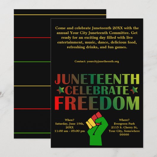 Juneteenth Vieren Vrijheid Solidariteit Evenement Feestdagenkaart (Voorkant / Achterkant)