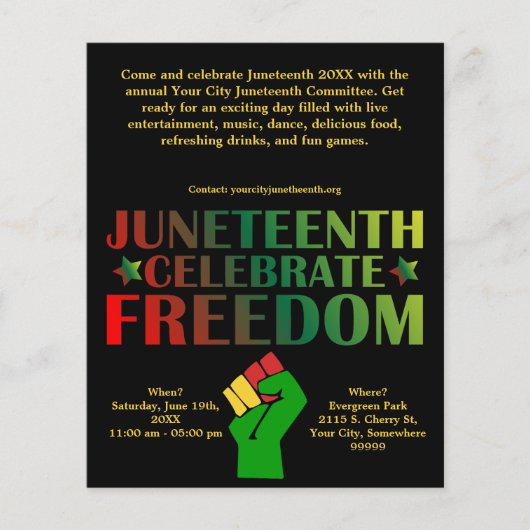 Juneteenth Vieren Vrijheid Solidariteit Evenement Flyer (Voorkant)