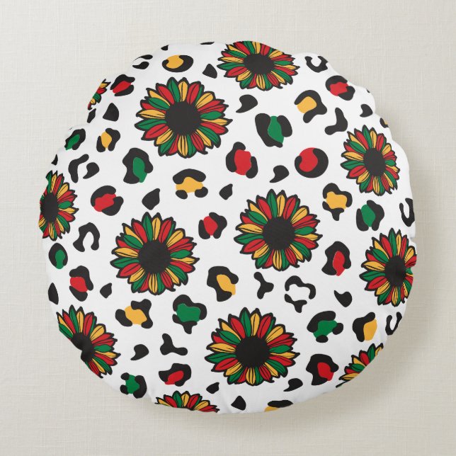 Juneteenth vieren zwarte geschiedenis melanine fam rond kussen (Voorkant)