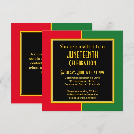 JUNETEENTH Viering Uitnodiging (Voorkant / Achterkant)