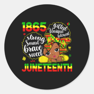 Juneteenth viert 1865 Freedom Schattige Black Gir Ronde Sticker