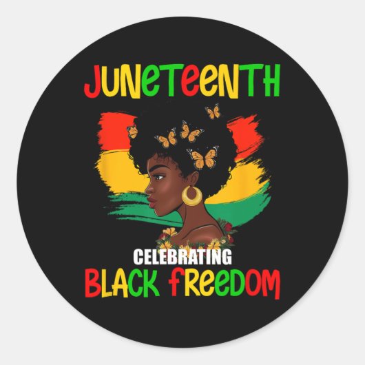 Juneteenth viert Black Freedom Day Mannen vrouwen Ronde Sticker (Voorkant)