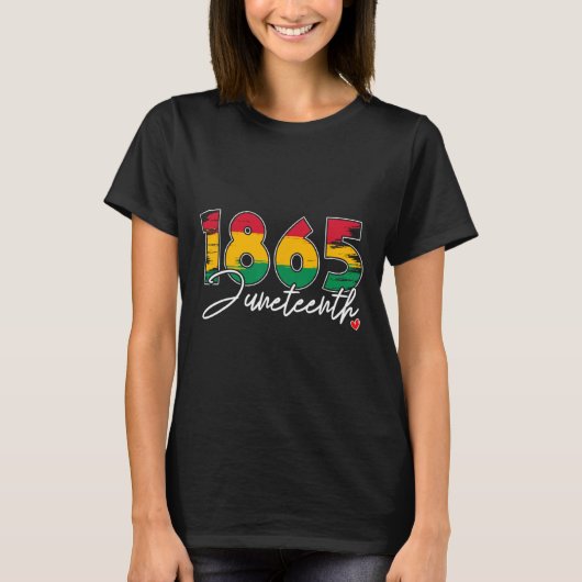 Juneteenth viert zwarte vrijheid 1865 Hart Geschie T-shirt (Voorkant)