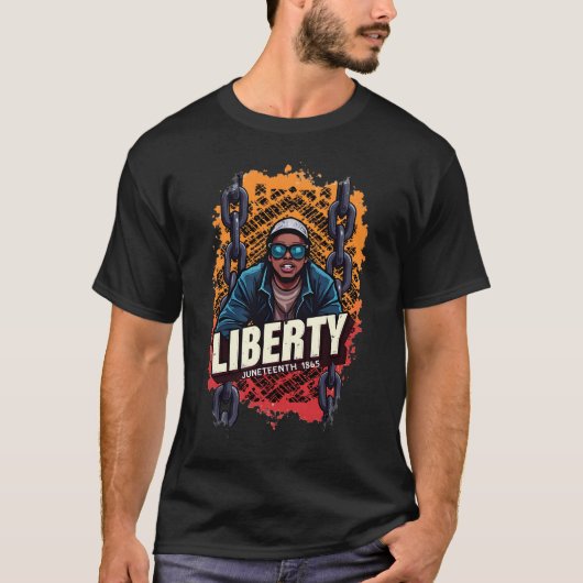 Juneteenth "VRIJHEID" over noodlijdende gebroken k T-shirt (Voorkant)