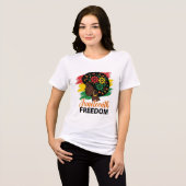 Juneteenth Vrijheid Zwarte Koningin Vlinders Tri-Blend Shirt (Voorkant volledig)