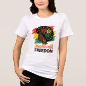 Juneteenth Vrijheid Zwarte Koningin Vlinders Tri-Blend Shirt (Voorkant)