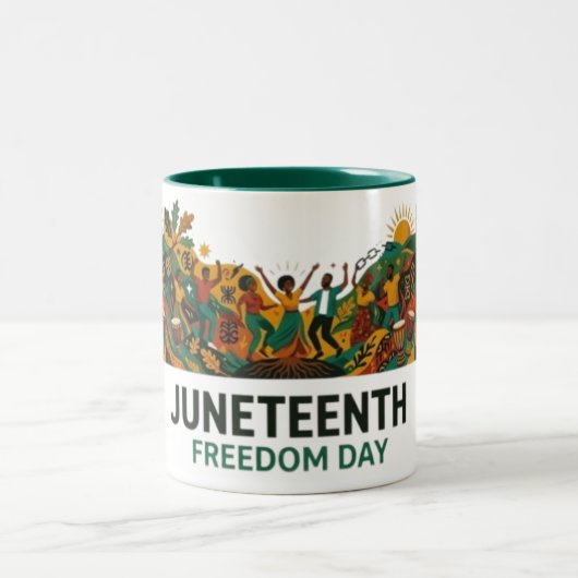 Juneteenth Vrijheidsdag Tweekleurige Koffiemok (Center)