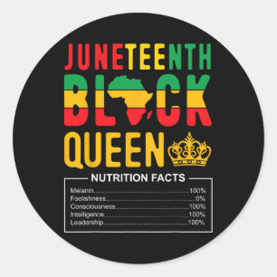 Juneteenth Vrouwen Zwarte Koningin Voedingsfeiten Ronde Sticker