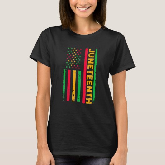 Juneteenth Women Juneteenth Black Queen ons Flag T-shirt (Voorkant)