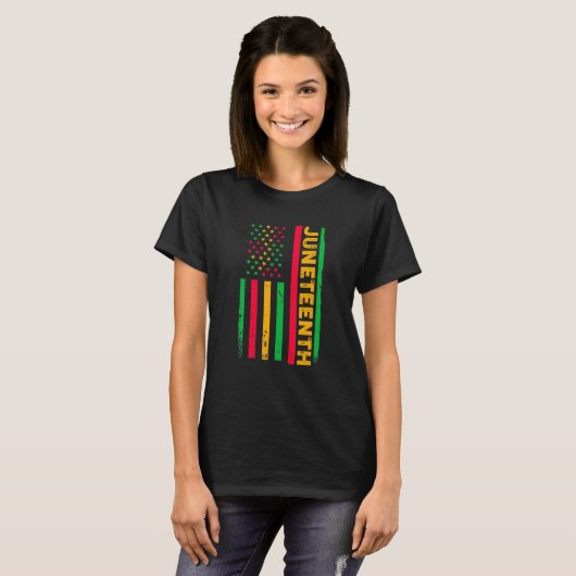 Juneteenth Women Juneteenth Black Queen ons Flag T-shirt (Voorkant volledig)