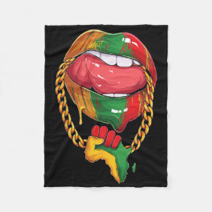 Juneteenth Women Melanin Girl Lips 19th Black Hist Fleece Deken