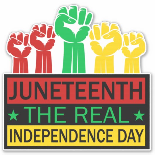 Juneteenth Woordkunst Auto Sticker in Pan Afrika K (Voorkant)