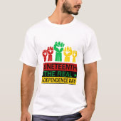 Juneteenth Woordkunst Pan Afrika Kleuren T-shirt (Voorkant)