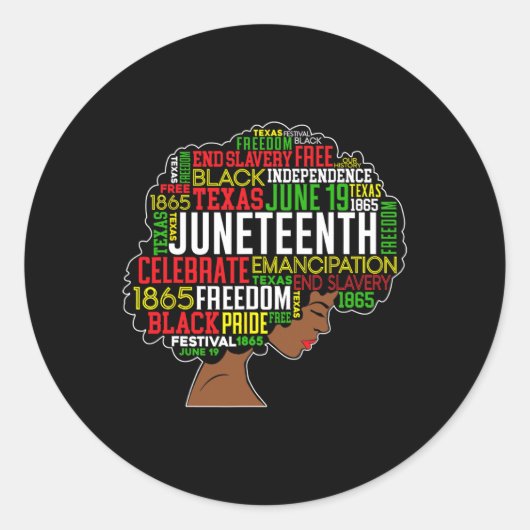 Juneteenth Word Cloud Black Freedom Black Geschied Ronde Sticker (Voorkant)